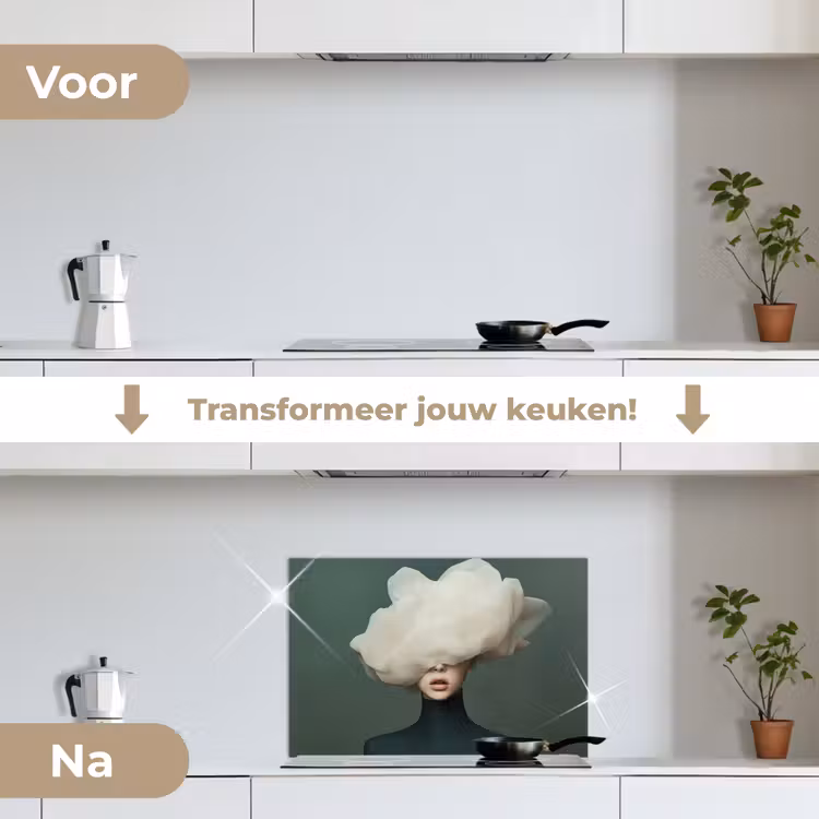 Spatscherm keuken - Hoed - Vrouw - Beige — 3