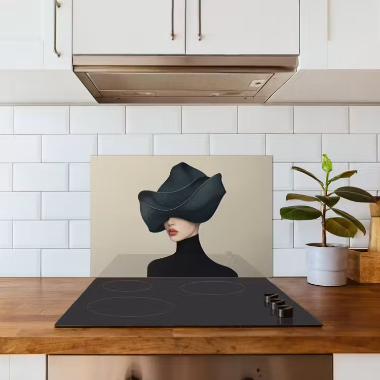 Spatscherm keuken - Vrouw - Groen - Hoed — 6