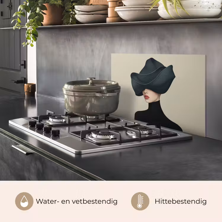 Spatscherm keuken - Vrouw - Groen - Hoed — 7