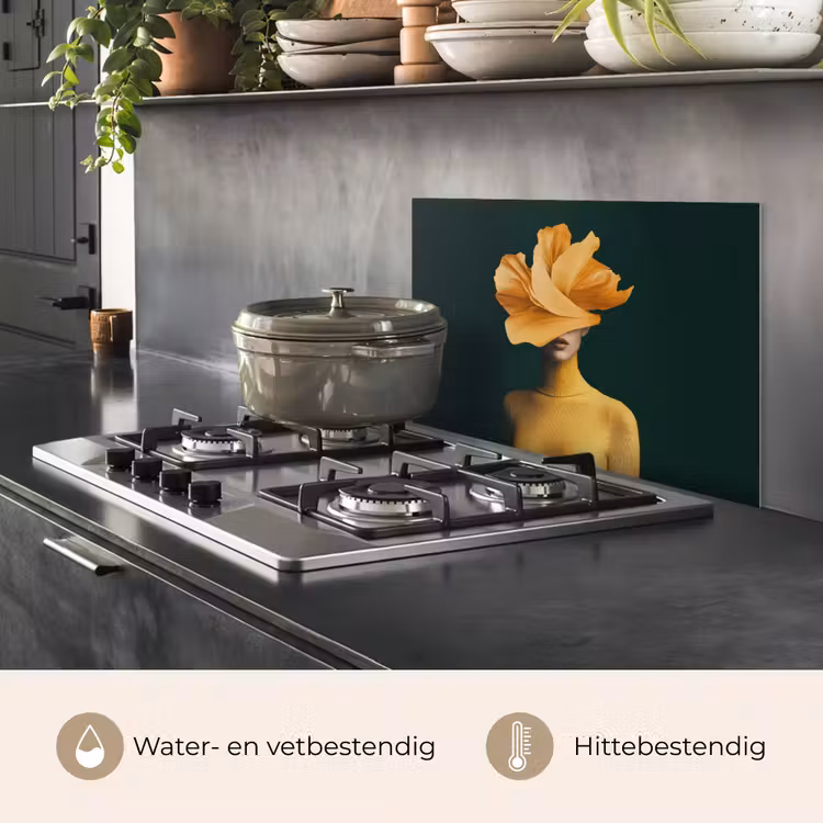 Spatscherm keuken - Vrouw - Hoed - Geel — 7