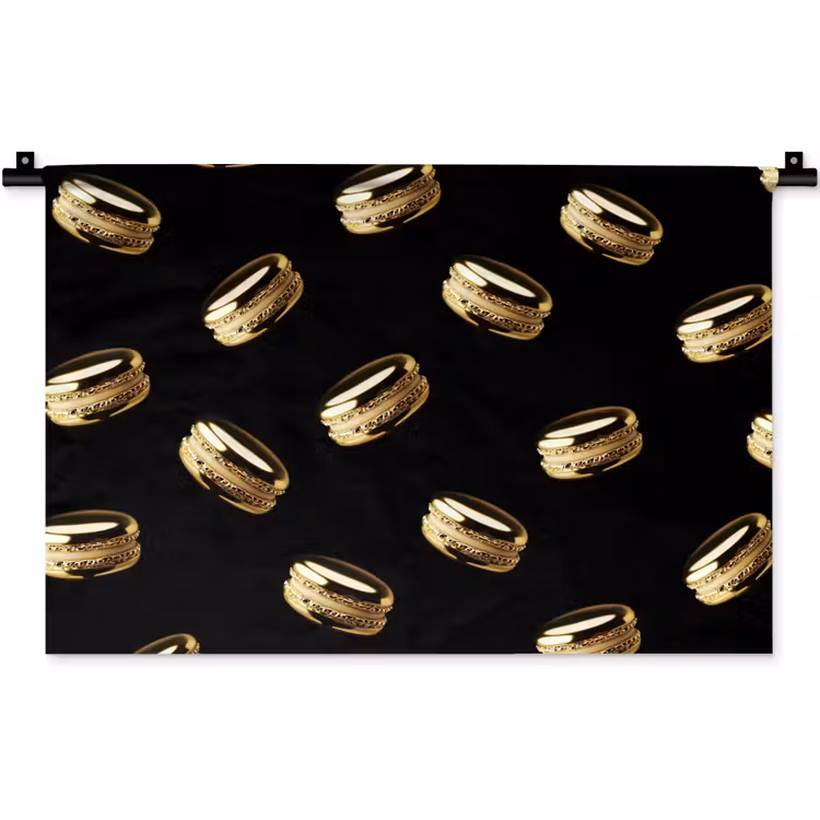 Wandkleed - Macarons - Patroon - Goud - Zwart — 1