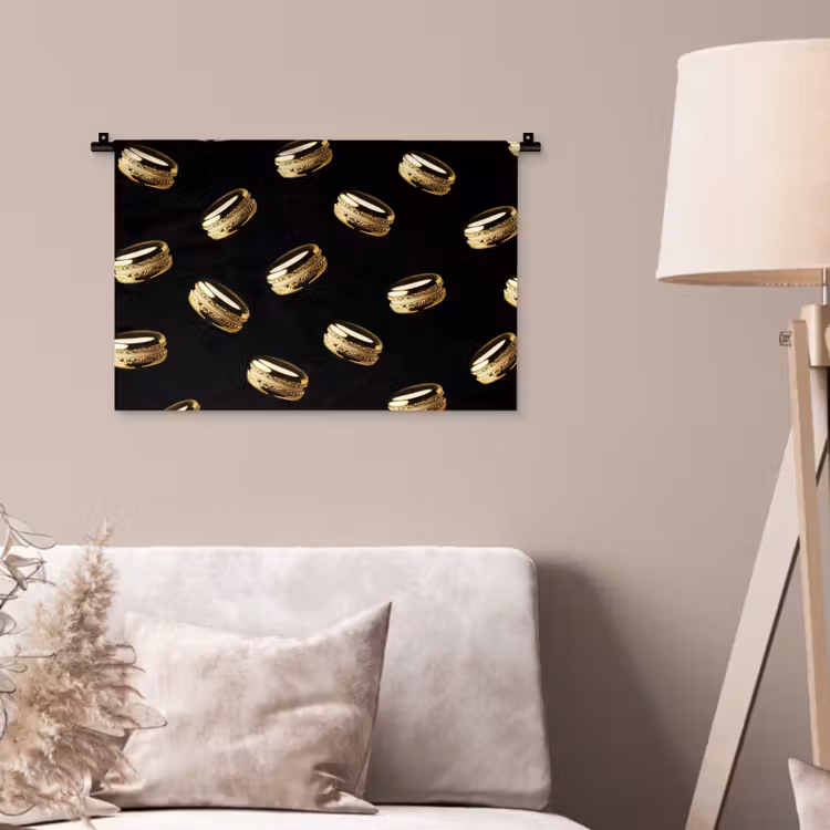 Wandkleed - Macarons - Patroon - Goud - Zwart — 2