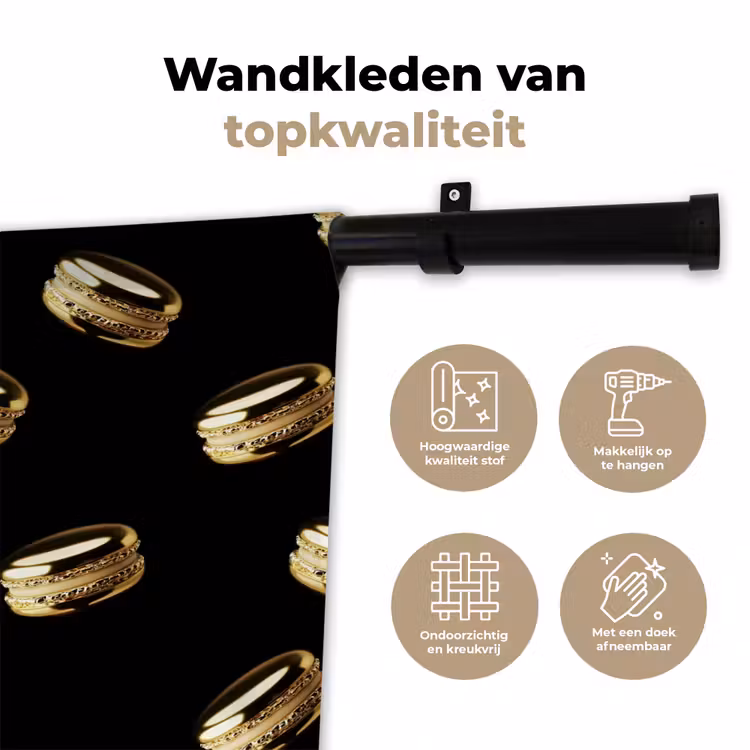 Wandkleed - Macarons - Patroon - Goud - Zwart — 3