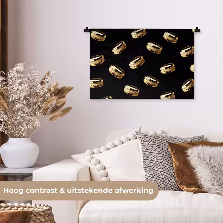 Wandkleed - Macarons - Patroon - Goud - Zwart — 4