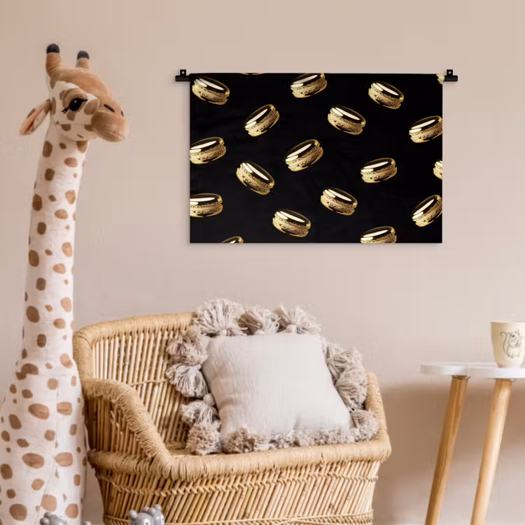 Wandkleed - Macarons - Patroon - Goud - Zwart — 5