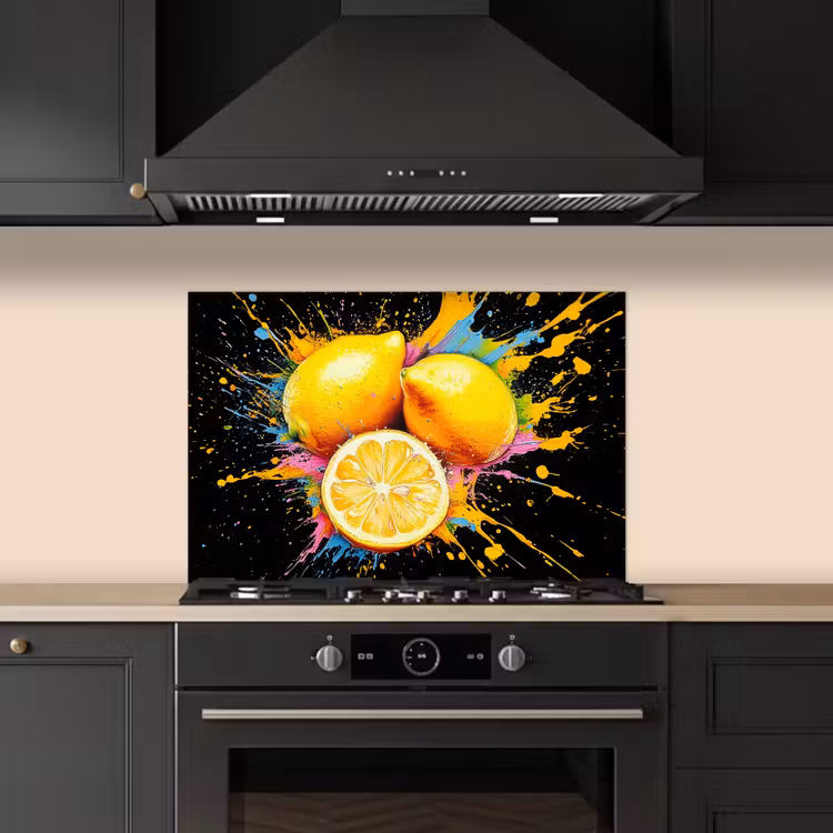 Spatscherm keuken - Citroen - Graffiti - Kleurrijk - Verf - Modern — 2