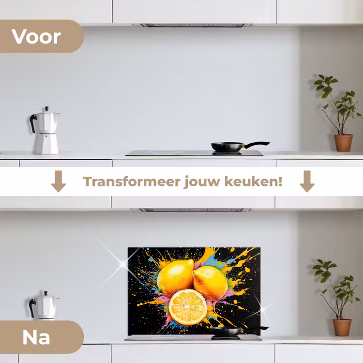 Spatscherm keuken - Citroen - Graffiti - Kleurrijk - Verf - Modern — 3