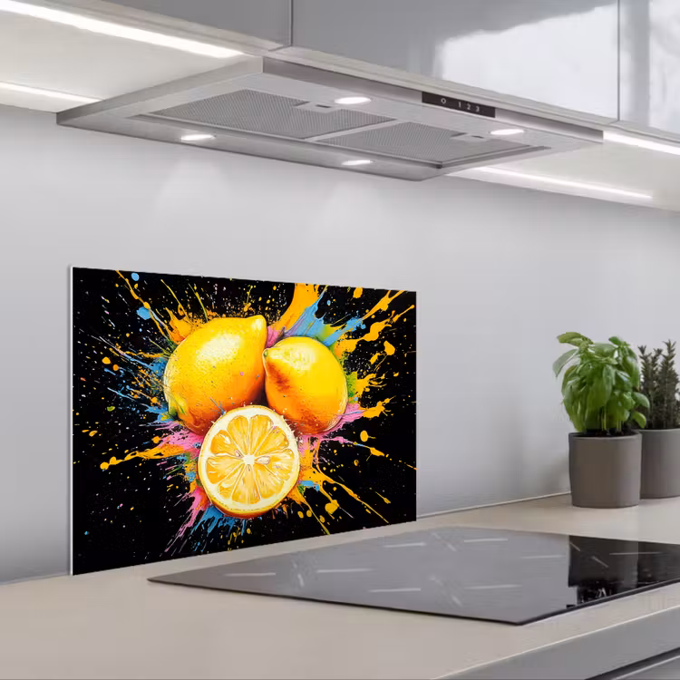 Spatscherm keuken - Citroen - Graffiti - Kleurrijk - Verf - Modern — 5