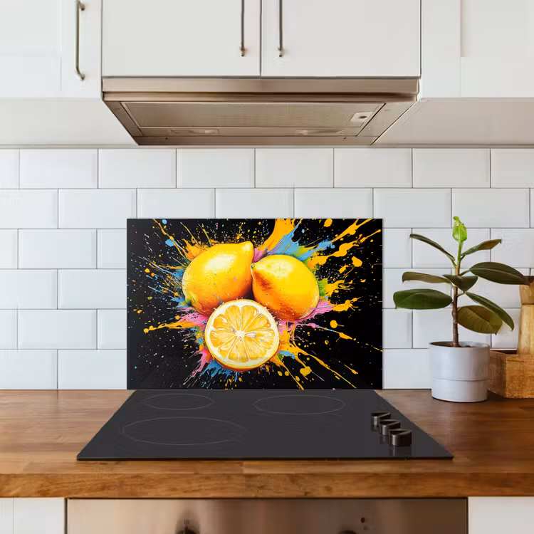 Spatscherm keuken - Citroen - Graffiti - Kleurrijk - Verf - Modern — 6