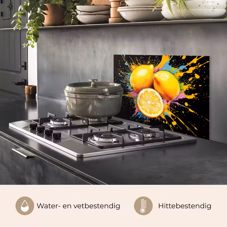 Spatscherm keuken - Citroen - Graffiti - Kleurrijk - Verf - Modern — 7
