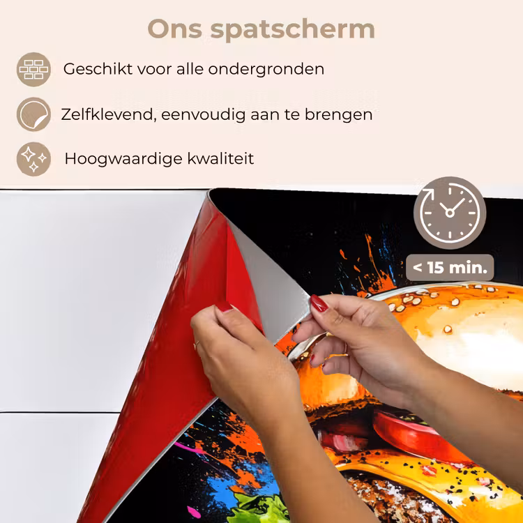 Spatscherm keuken - Hamburger - Graffiti - Verf - Kleurrijk - Eten - Abstract — 4