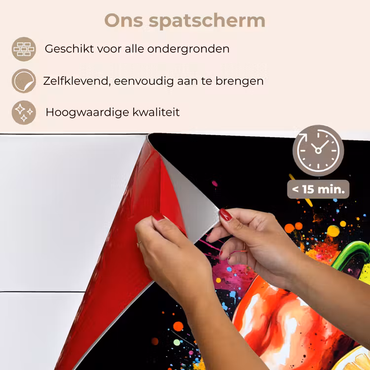 Spatscherm keuken - Paprika - Peer - Citroen - Graffiti - Verf - Abstract — 4