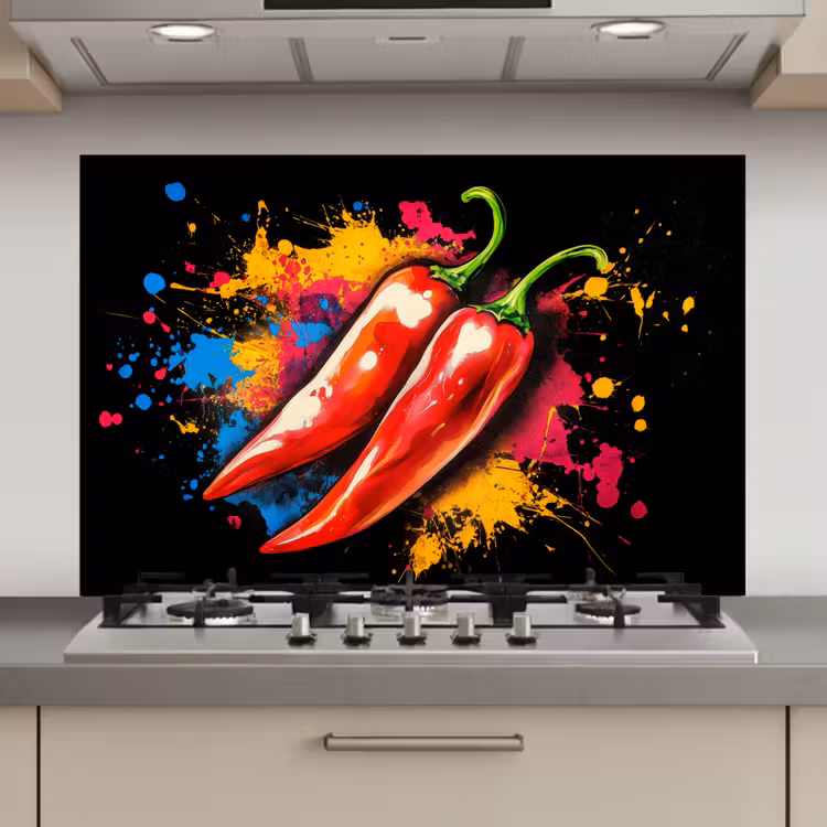 Spatscherm keuken - Peper - Graffiti - Verf - Abstract - Modern - Kleurrijk — 1