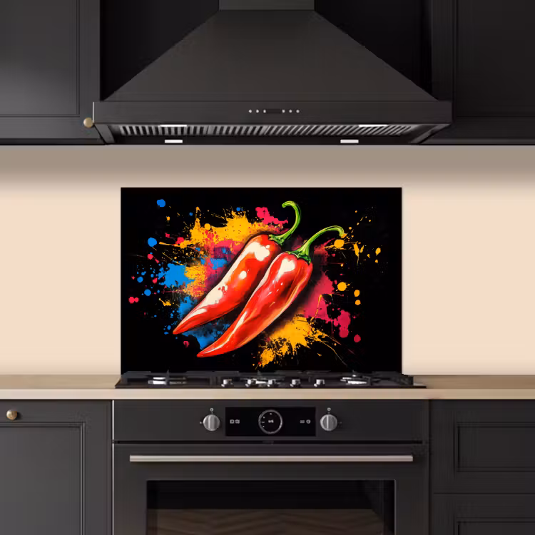 Spatscherm keuken - Peper - Graffiti - Verf - Abstract - Modern - Kleurrijk — 2