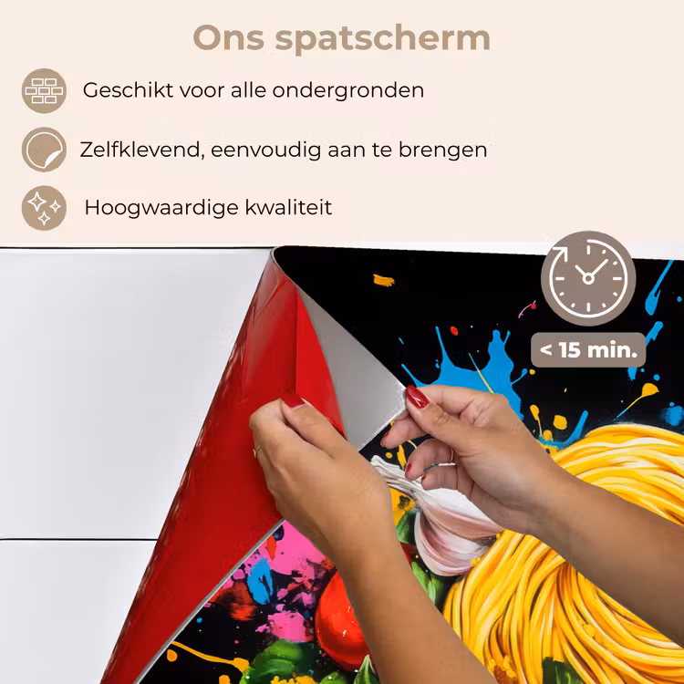 Spatscherm keuken - Spaghetti - Graffiti - Verf - Kleurrijk - Eten - Modern — 4