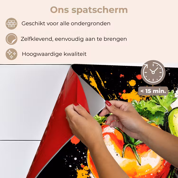 Spatscherm keuken - Tomaat - Avocado - Peper - Graffiti - Verf - Modern — 4