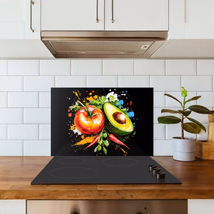 Spatscherm keuken - Tomaat - Avocado - Peper - Graffiti - Verf - Modern — 6