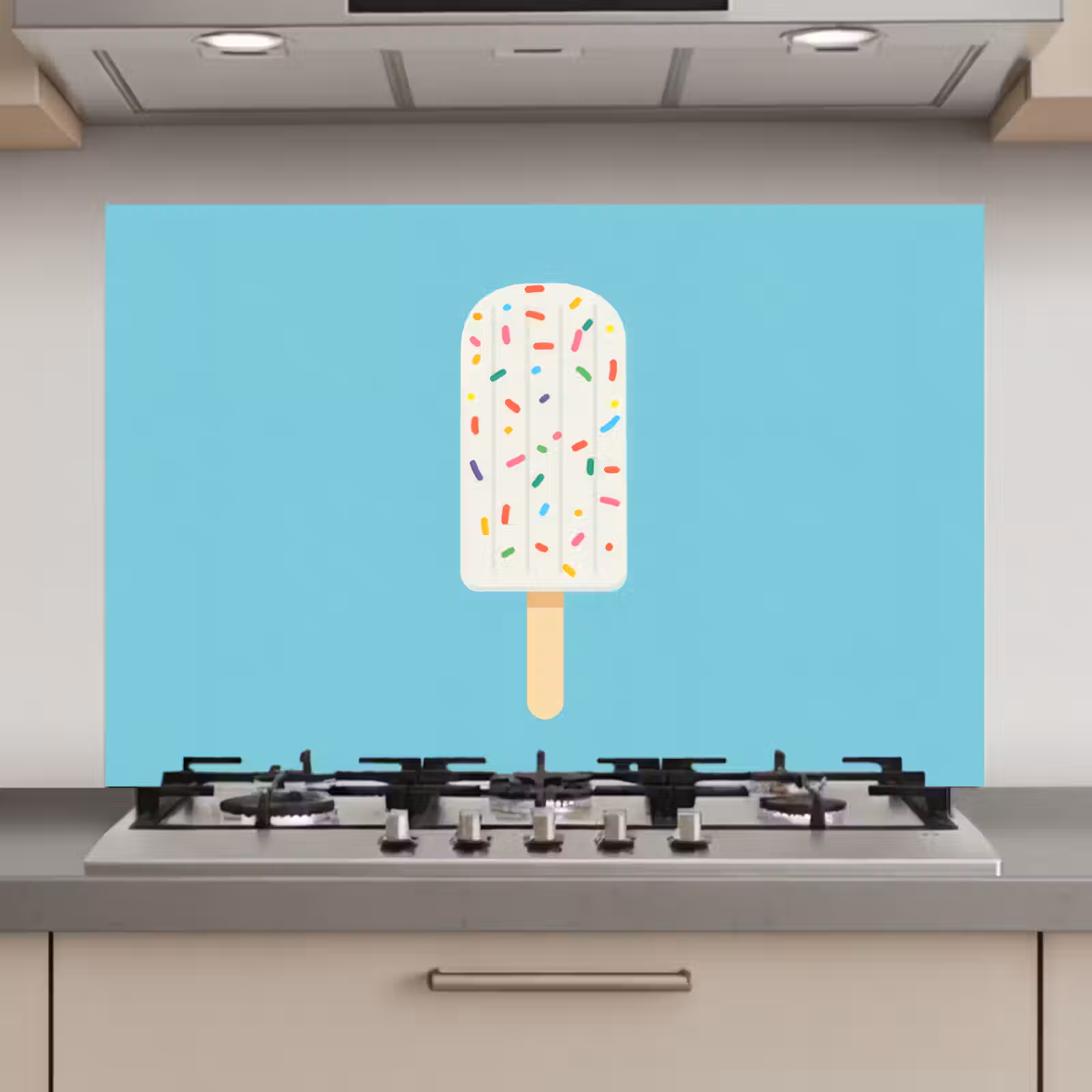 Spatscherm keuken - Ijsje - Stokje - Sprinkles - Lichtblauw — 1