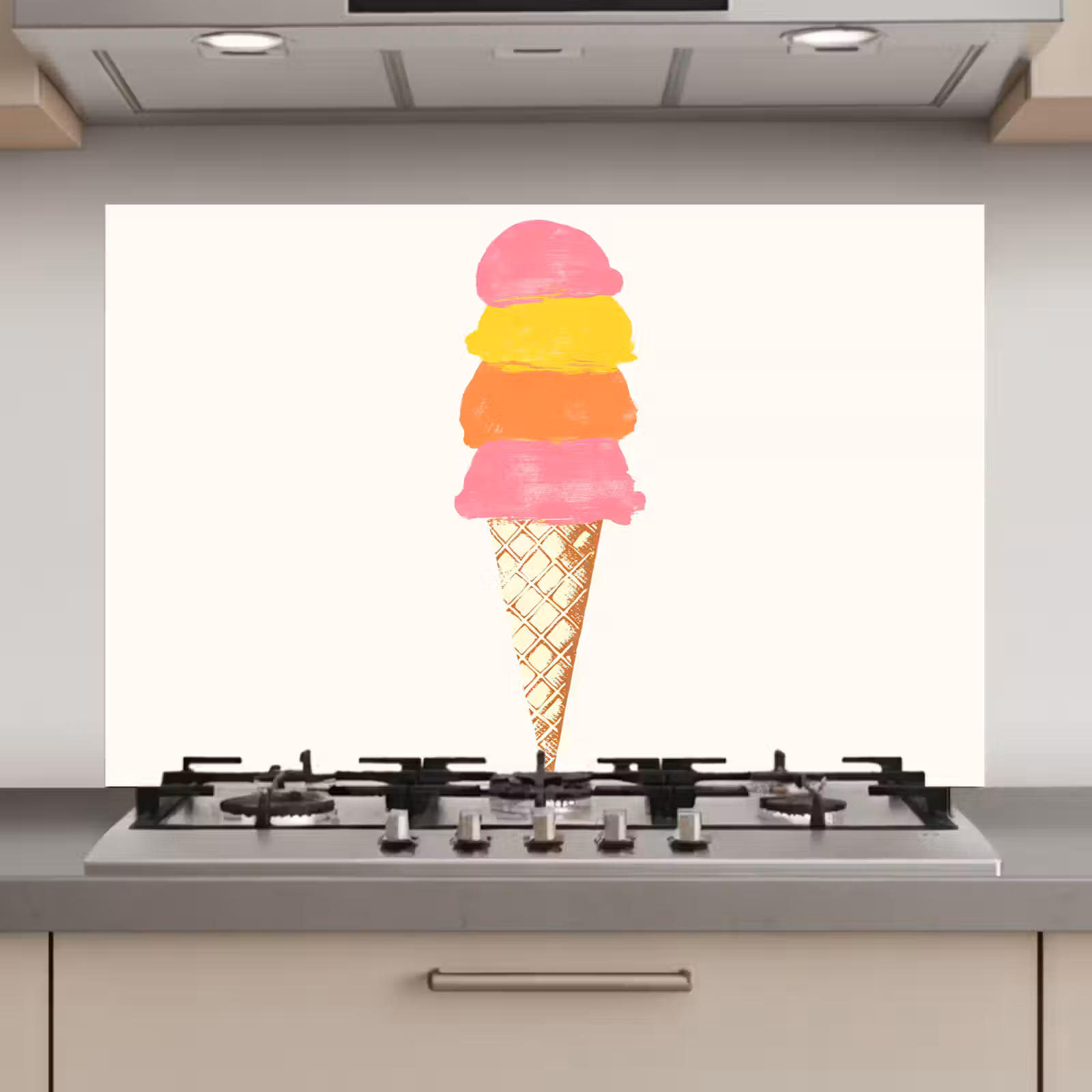 Spatscherm keuken - Schepijs - Hoorntje - Illustratie - Minimalistisch — 1