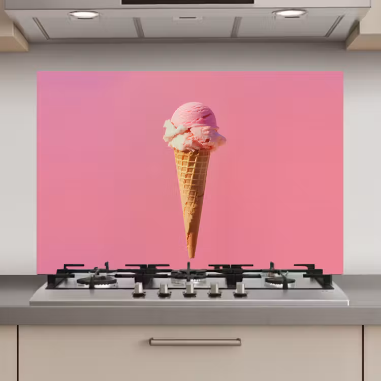 Spatscherm keuken - Hoorntje - Schepijs - Roze — 1
