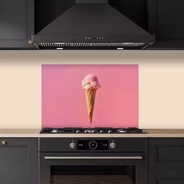 Spatscherm keuken - Hoorntje - Schepijs - Roze — 2