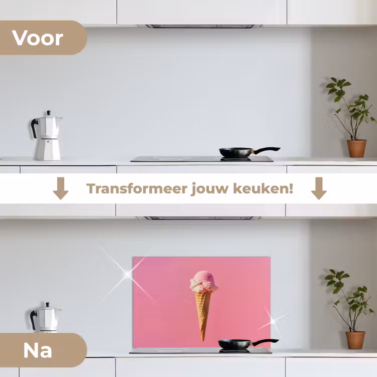 Spatscherm keuken - Hoorntje - Schepijs - Roze — 3
