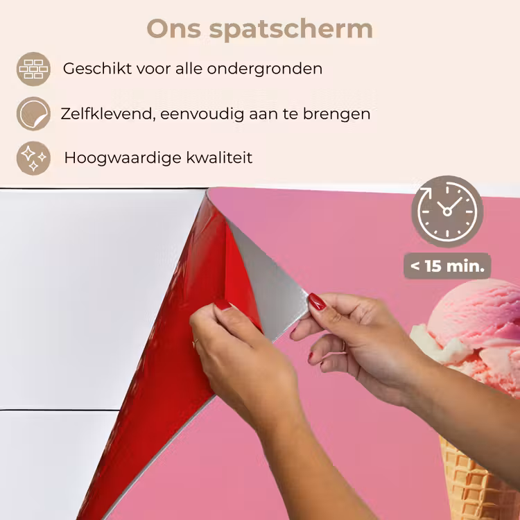 Spatscherm keuken - Hoorntje - Schepijs - Roze — 4