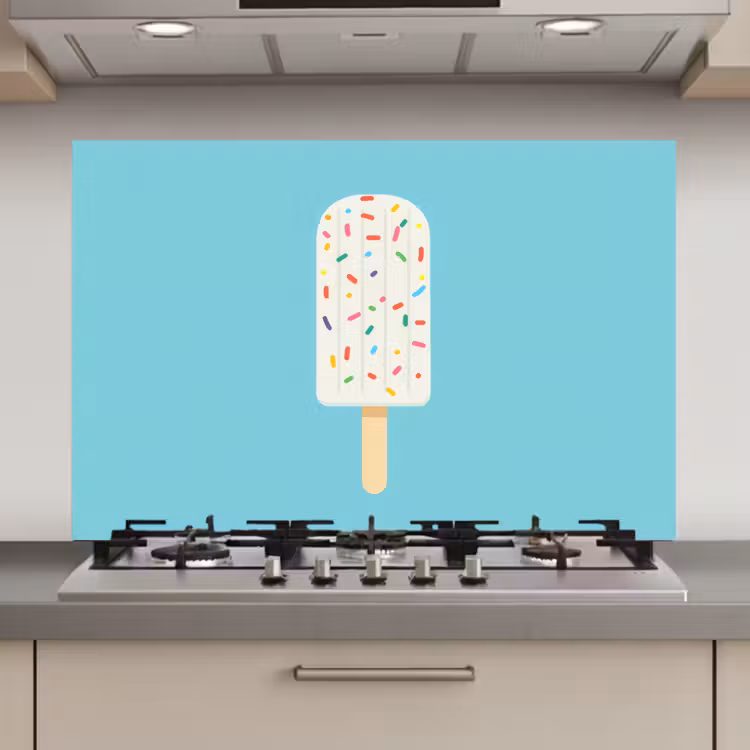 Spatscherm keuken - Ijsje - Stokje - Sprinkles - Lichtblauw — 1