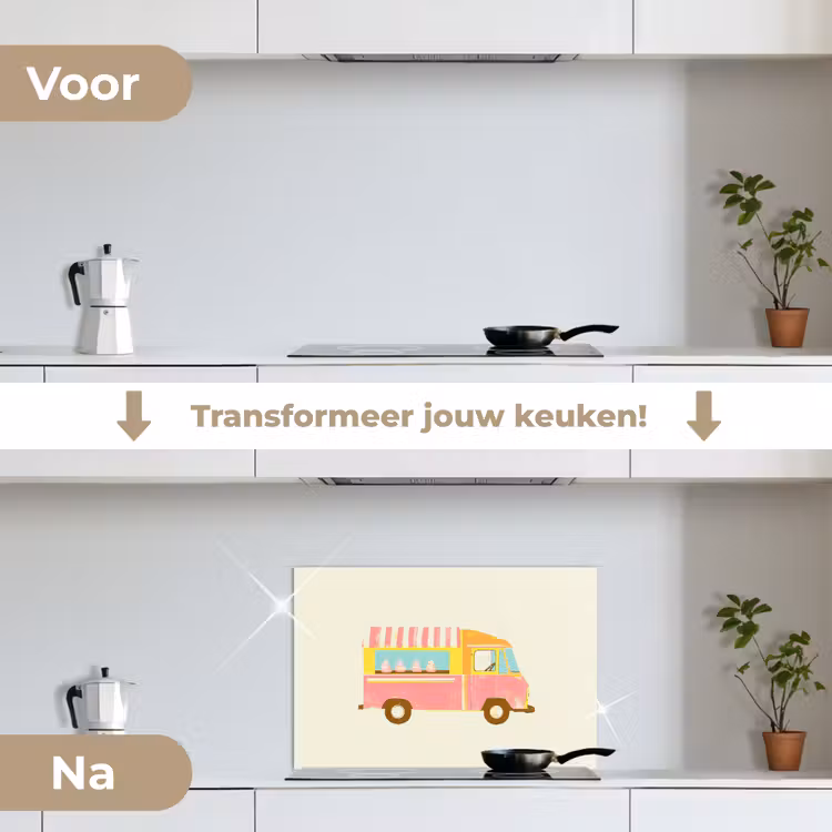 Spatscherm keuken - Ijskar - Retro - Softijsjes - Roze — 3