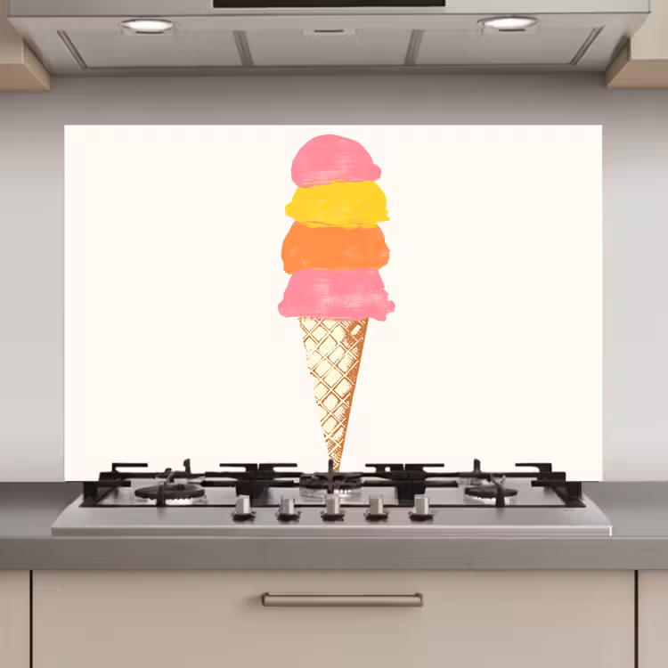 Spatscherm keuken - Schepijs - Hoorntje - Illustratie - Minimalistisch — 1