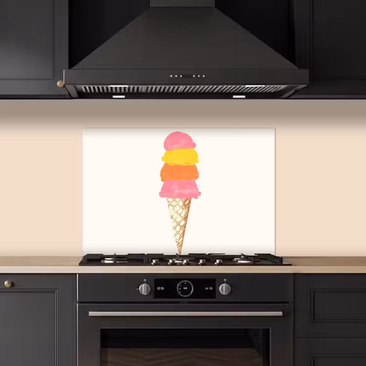Spatscherm keuken - Schepijs - Hoorntje - Illustratie - Minimalistisch — 2