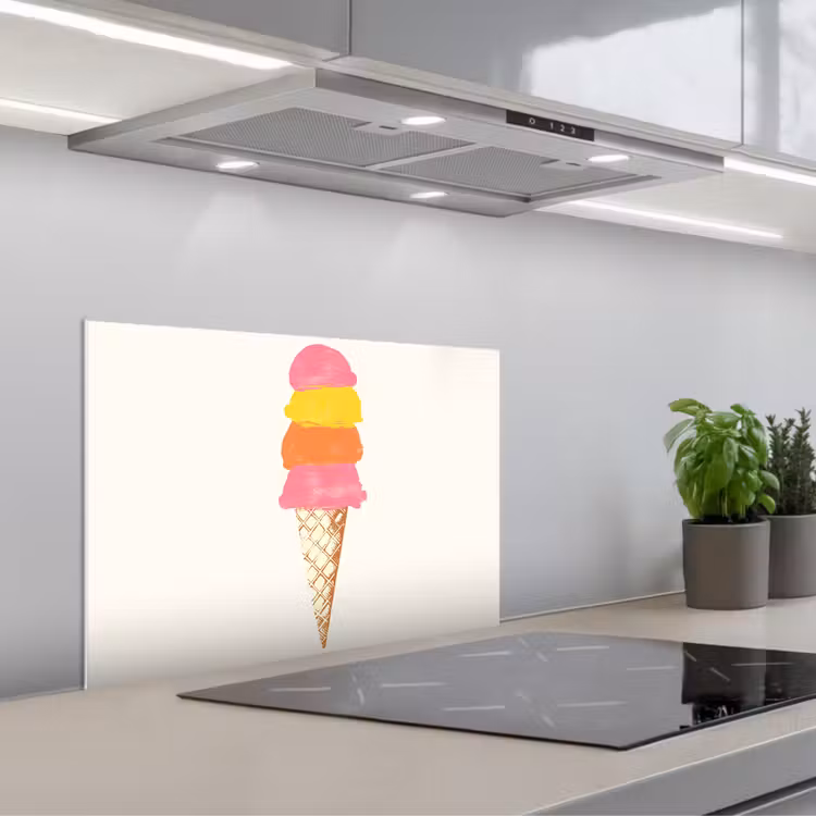 Spatscherm keuken - Schepijs - Hoorntje - Illustratie - Minimalistisch — 5