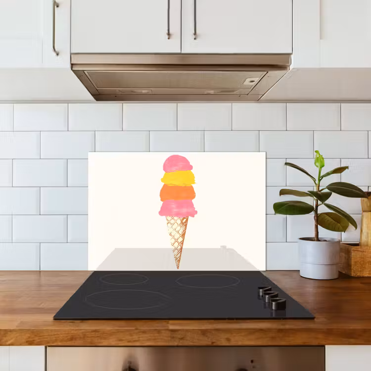 Spatscherm keuken - Schepijs - Hoorntje - Illustratie - Minimalistisch — 6