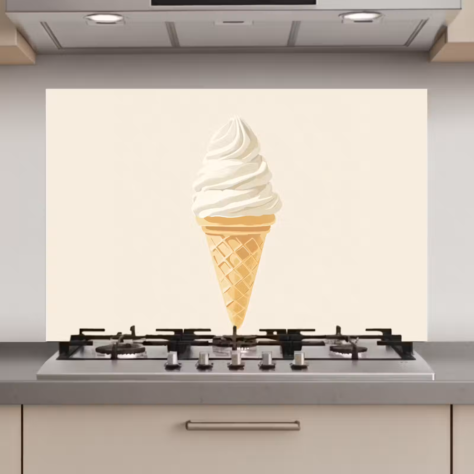 Spatscherm keuken - Softijs - Hoorntje - Wit — 1