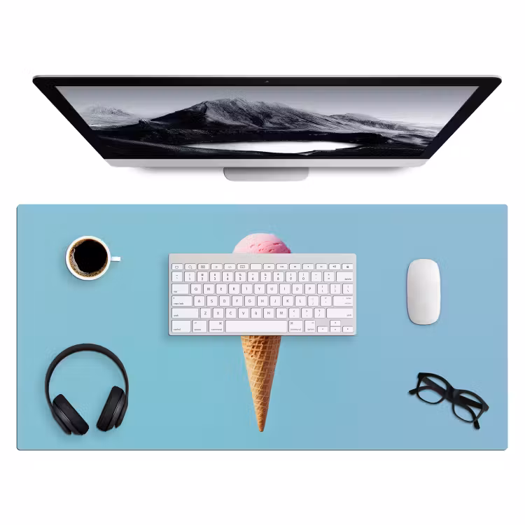 Bureau onderlegger - Bolletjes - Schepijs - Hoorntje - Blauw — 3