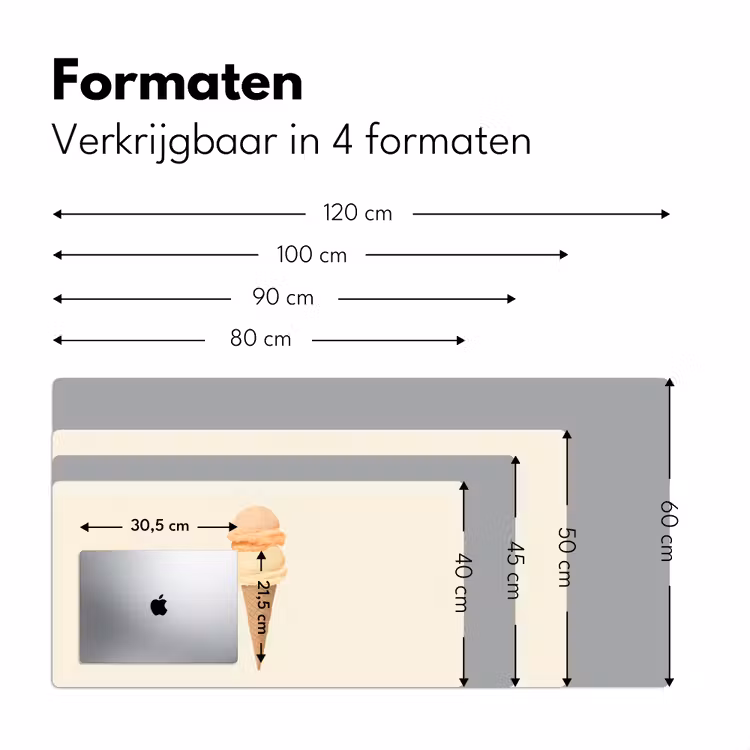 Bureau onderlegger - Minimalistisch - Schepijs - Hoorntje - Beige — 7