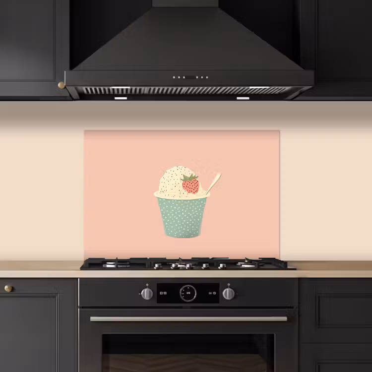 Spatscherm keuken - Bakje - Ijs - Aardbei - Roze — 2