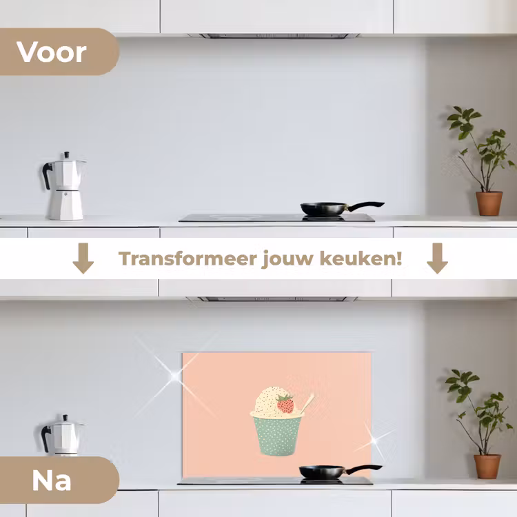 Spatscherm keuken - Bakje - Ijs - Aardbei - Roze — 3