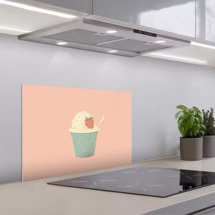 Spatscherm keuken - Bakje - Ijs - Aardbei - Roze — 5