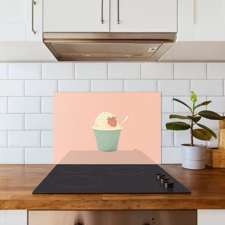 Spatscherm keuken - Bakje - Ijs - Aardbei - Roze — 6