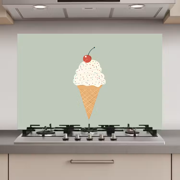 Spatscherm keuken - Illustratie - Ijsje - Spikkels - Kers — 1