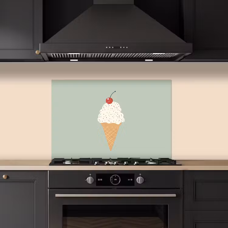 Spatscherm keuken - Illustratie - Ijsje - Spikkels - Kers — 2