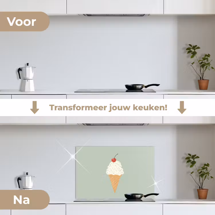 Spatscherm keuken - Illustratie - Ijsje - Spikkels - Kers — 3