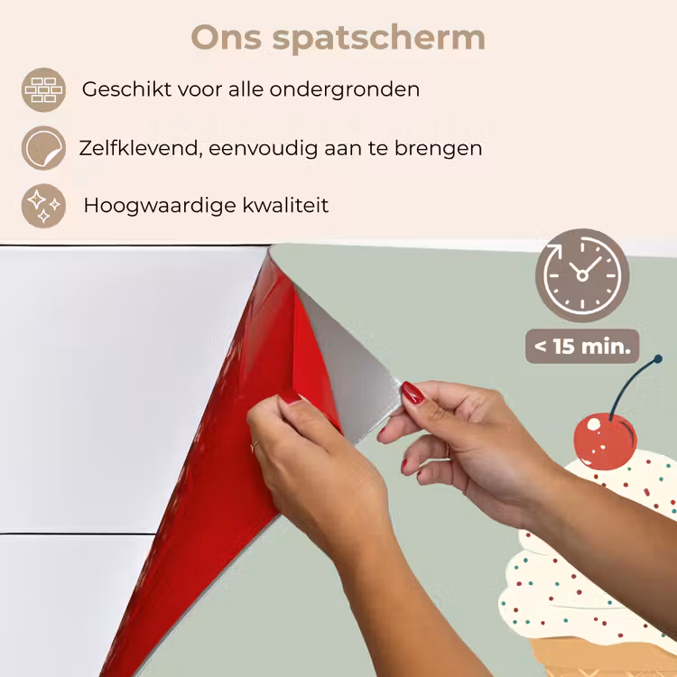 Spatscherm keuken - Illustratie - Ijsje - Spikkels - Kers — 4