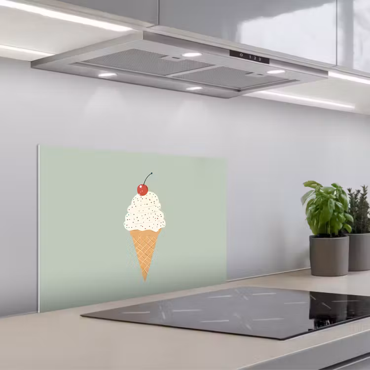 Spatscherm keuken - Illustratie - Ijsje - Spikkels - Kers — 5