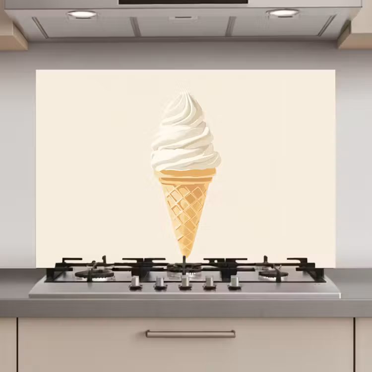 Spatscherm keuken - Softijs - Hoorntje - Wit — 1