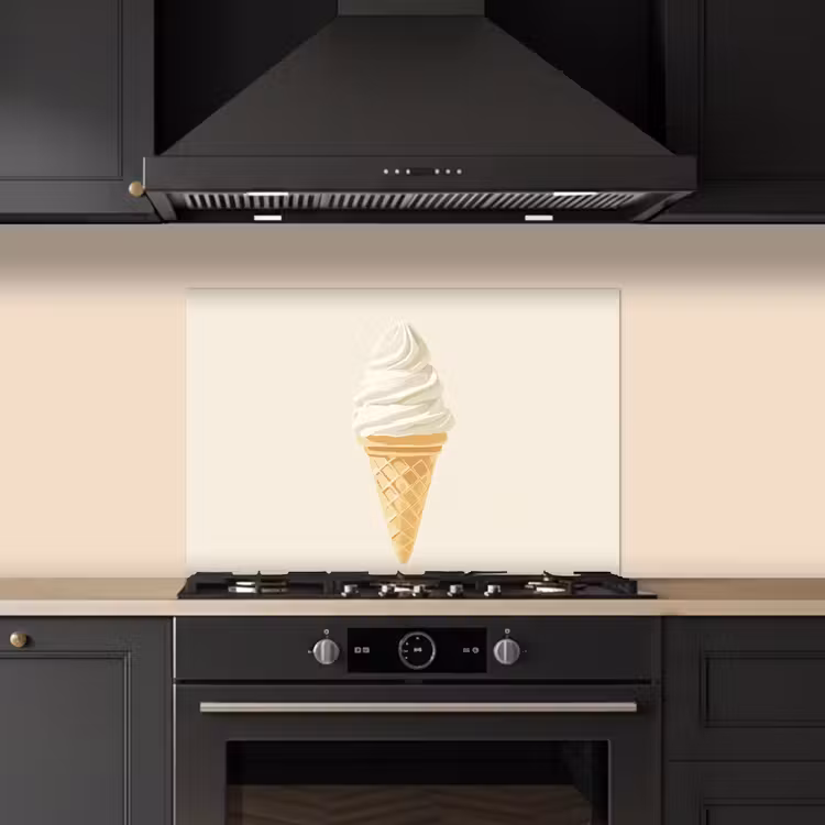 Spatscherm keuken - Softijs - Hoorntje - Wit — 2