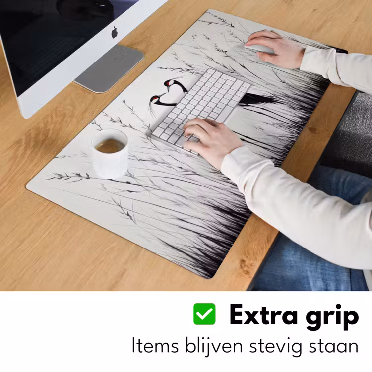 Bureau onderlegger - Kraanvogels - Gras - Hartvorm - Zwart — 5
