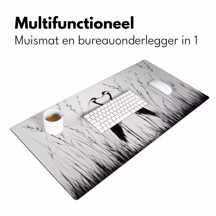 Bureau onderlegger - Kraanvogels - Gras - Hartvorm - Zwart — 6