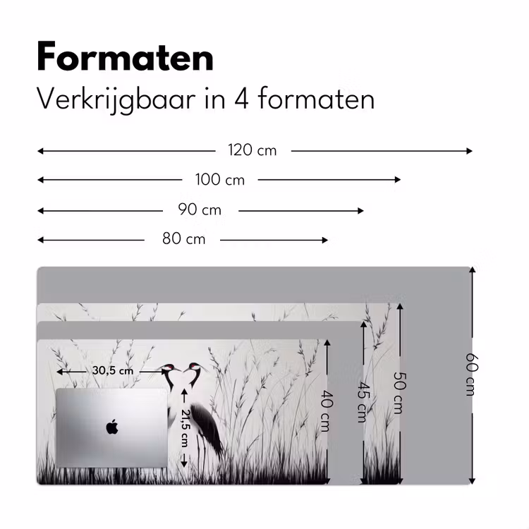 Bureau onderlegger - Kraanvogels - Gras - Hartvorm - Zwart — 7